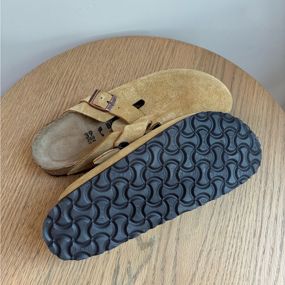 Birkenstock Boston Tan Suede Mules - Picture 2 of 4